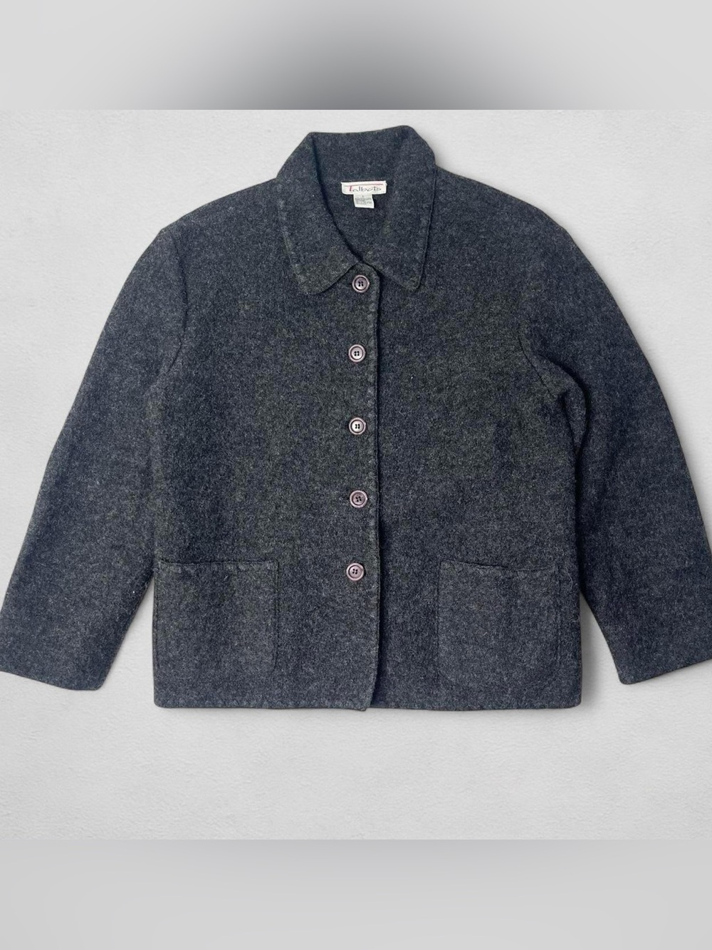 Talbots Classic Charcoal Wool Button-Front Jacket Womens Small